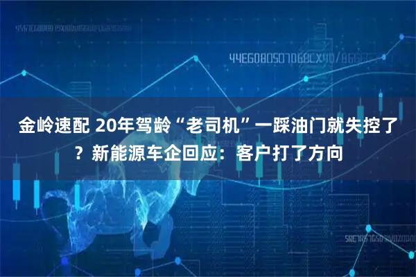 金岭速配 20年驾龄“老司机”一踩油门就失控了？新能源车企回应：客户打了方向