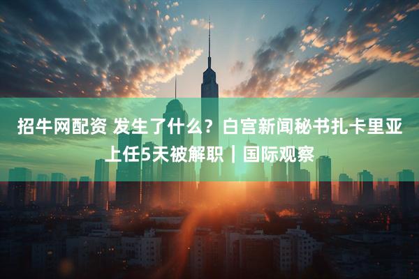 招牛网配资 发生了什么?白宫新闻秘书扎卡里亚上任5天被解职|国际观察